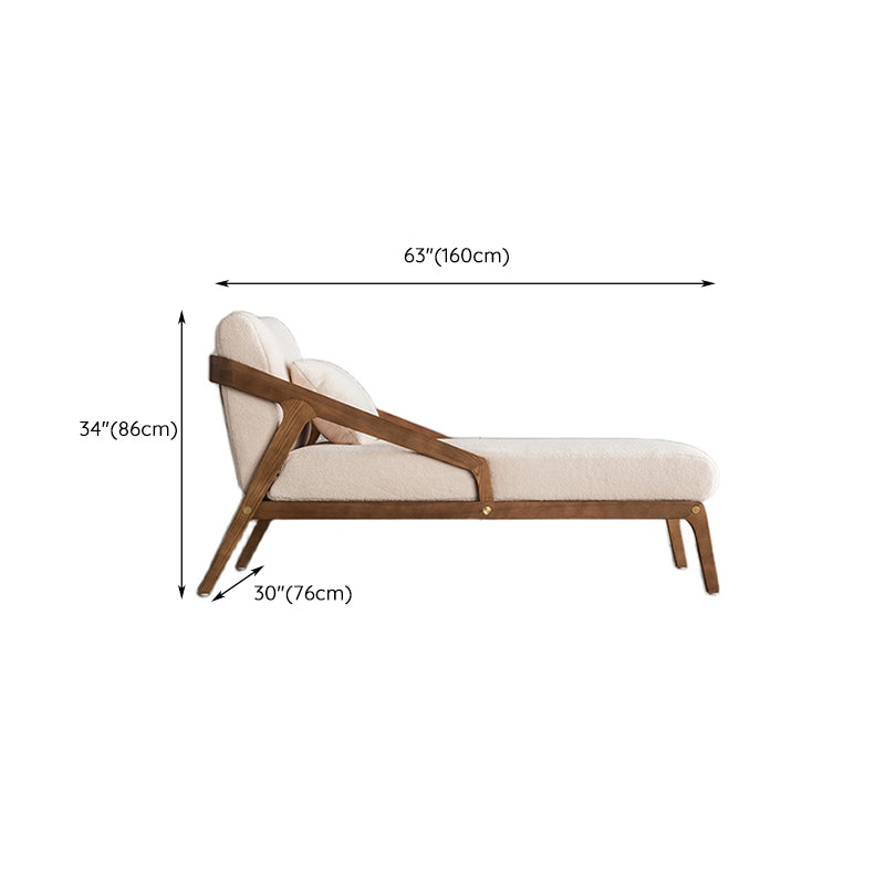 Scandinavian Upholstered Chaise Lounge Couch Two Arm Chaise Lounge Chair in Beige