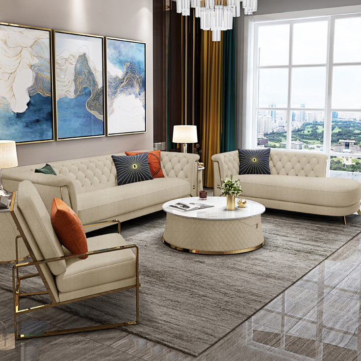 Contemporary Upholstered Chaise Lounge Couch Rolled Arms Lounge Chair