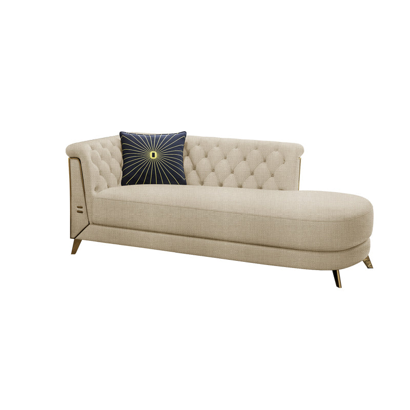 Contemporary Upholstered Chaise Lounge Couch Rolled Arms Lounge Chair