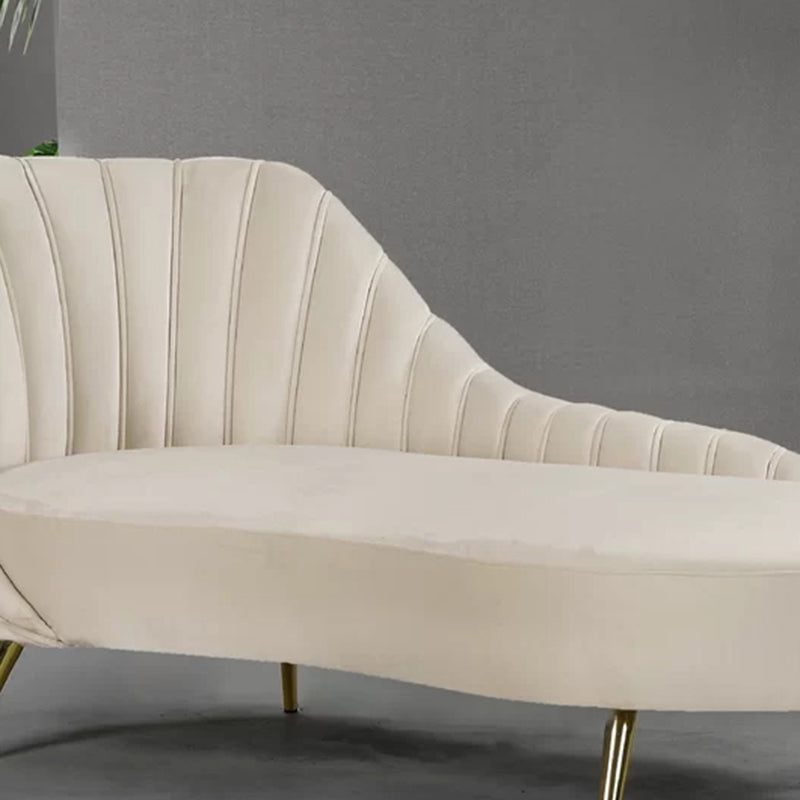 Glam Upholstered Velvet Chaise Lounge Couch Metal Chaise Lounge Chair