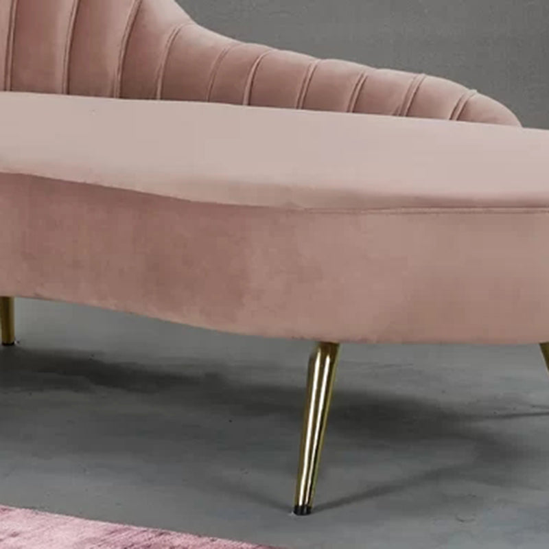 Glam Upholstered Velvet Chaise Lounge Couch Metal Chaise Lounge Chair