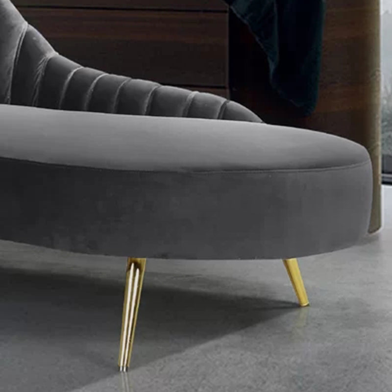 Glam Upholstered Velvet Chaise Lounge Couch Metal Chaise Lounge Chair