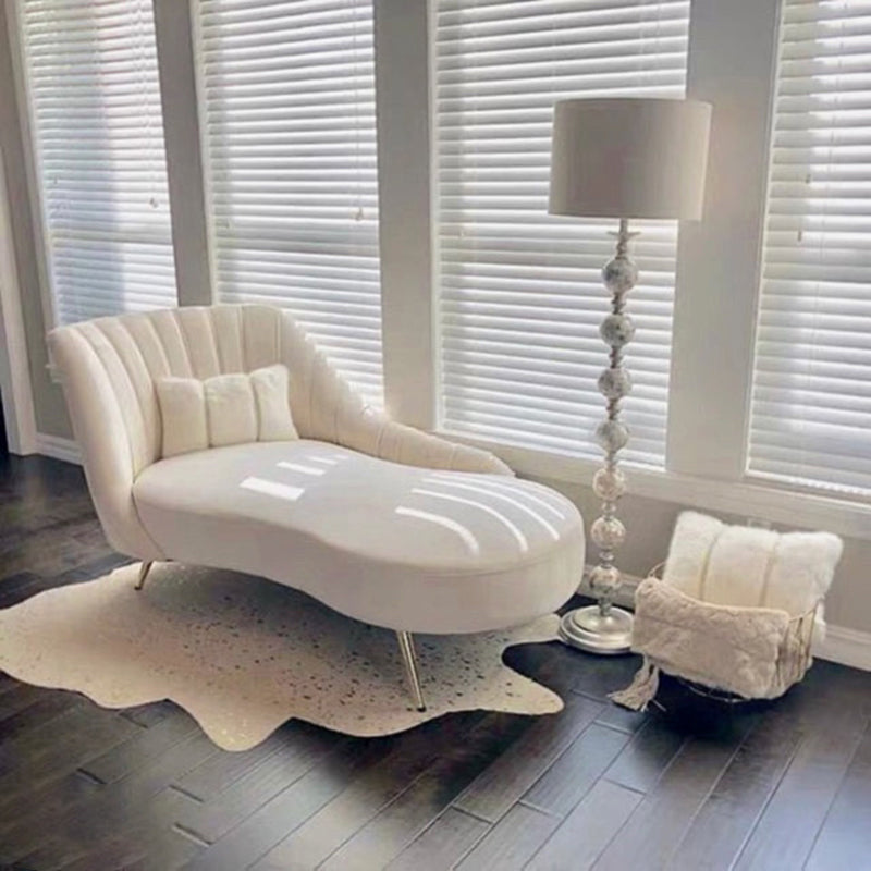 Glam Upholstered Velvet Chaise Lounge Couch Metal Chaise Lounge Chair