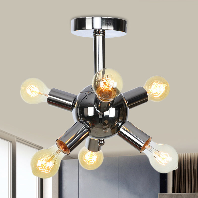 Chroom/gouden Sputnik semi-inbouw vintage ijzer 6/9/12 lichten restaurant verzonken plafondlamp armatuur