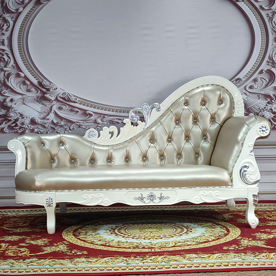 Traditional Upholstered Chaise Lounge Couch with Arms Chaise Lounge Chair
