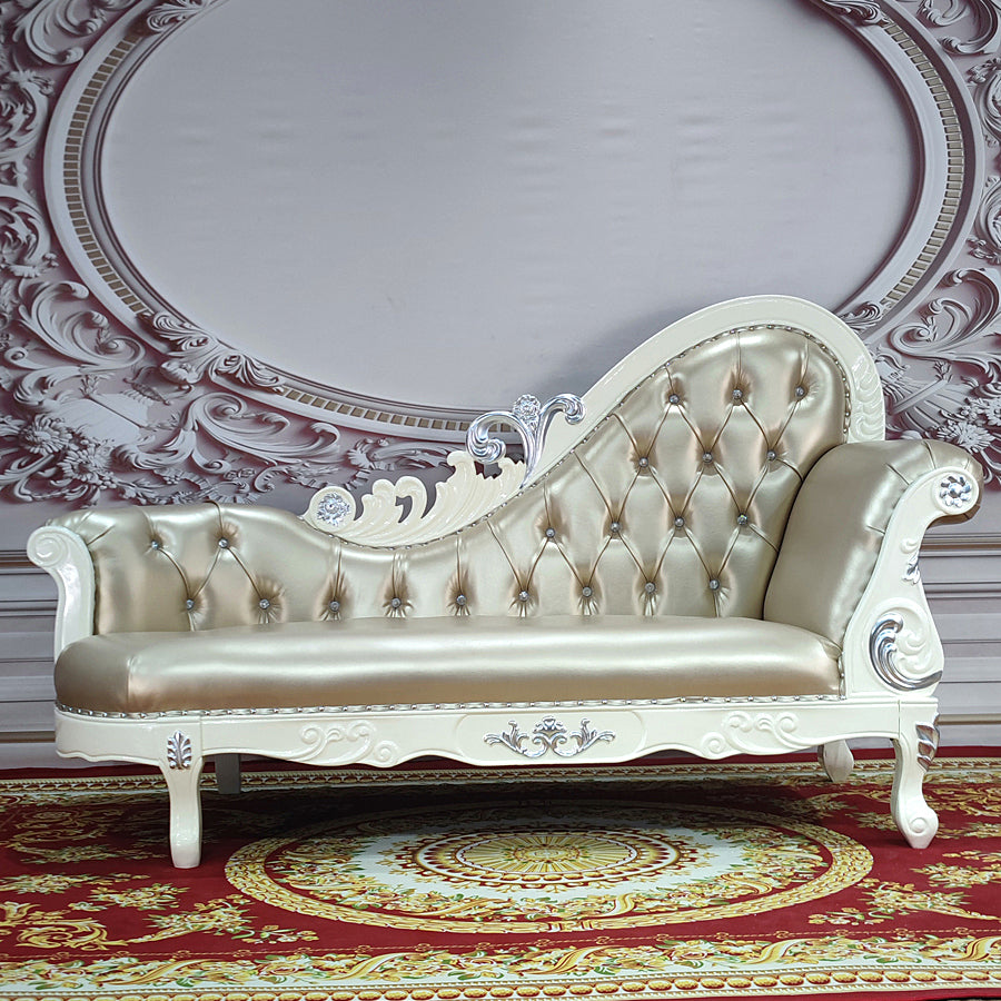 Traditional Upholstered Chaise Lounge Couch with Arms Chaise Lounge Chair