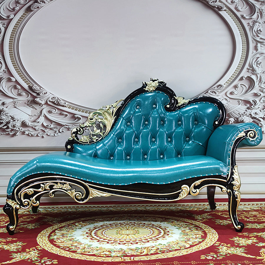 Traditional Upholstered Chaise Lounge Couch with Arms Chaise Lounge Chair