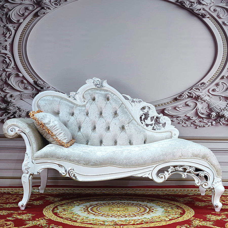 Traditional Upholstered Chaise Lounge Couch with Arms Chaise Lounge Chair