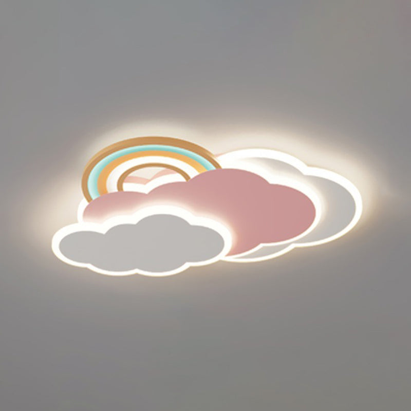 Cloud Shape Metal Flush Light Kid Style 4 Lights Flush Mount Ceiling Lights in White