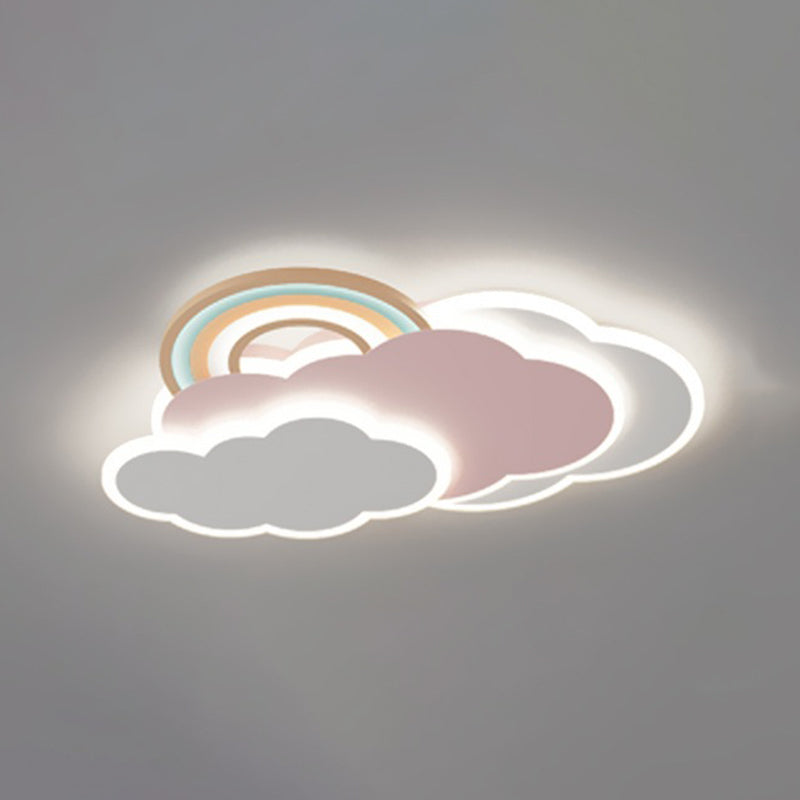 Cloud Shape Metal Flush Light Kid Style 4 Lights Flush Mount Ceiling Lights in White