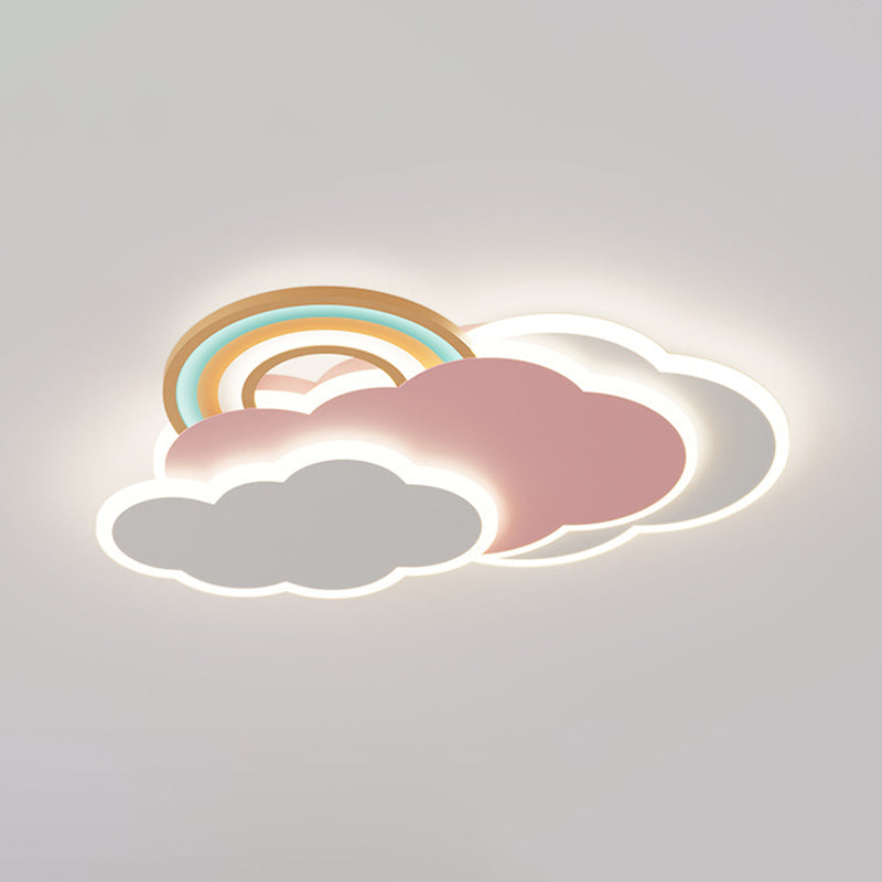 Cloud Shape Metal Flush Light Kid Style 4 Lights Flush Mount Ceiling Lights in White