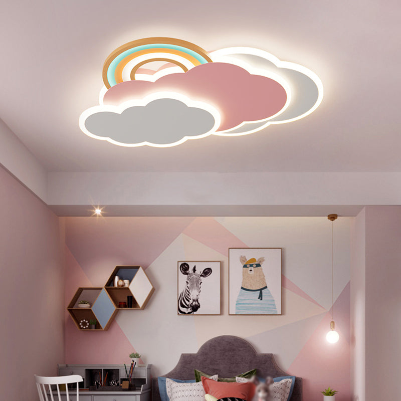 Cloud Shape Metal Flush Light Kid Style 4 Lights Flush Mount Ceiling Lights in White