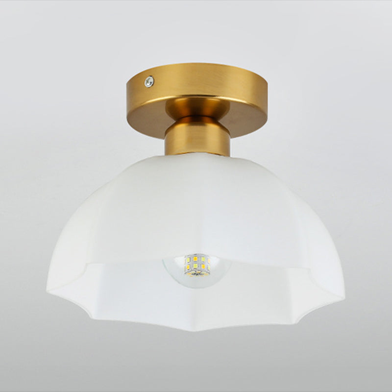 Geometric Shape Glass Flush Light Modern Style 1 Light Flush Mount Ceiling Lights in Gold
