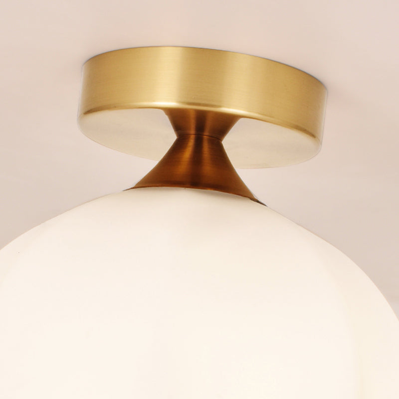 Geometric Shape Glass Flush Light Modern Style 1 Light Flush Mount Ceiling Lights in Gold