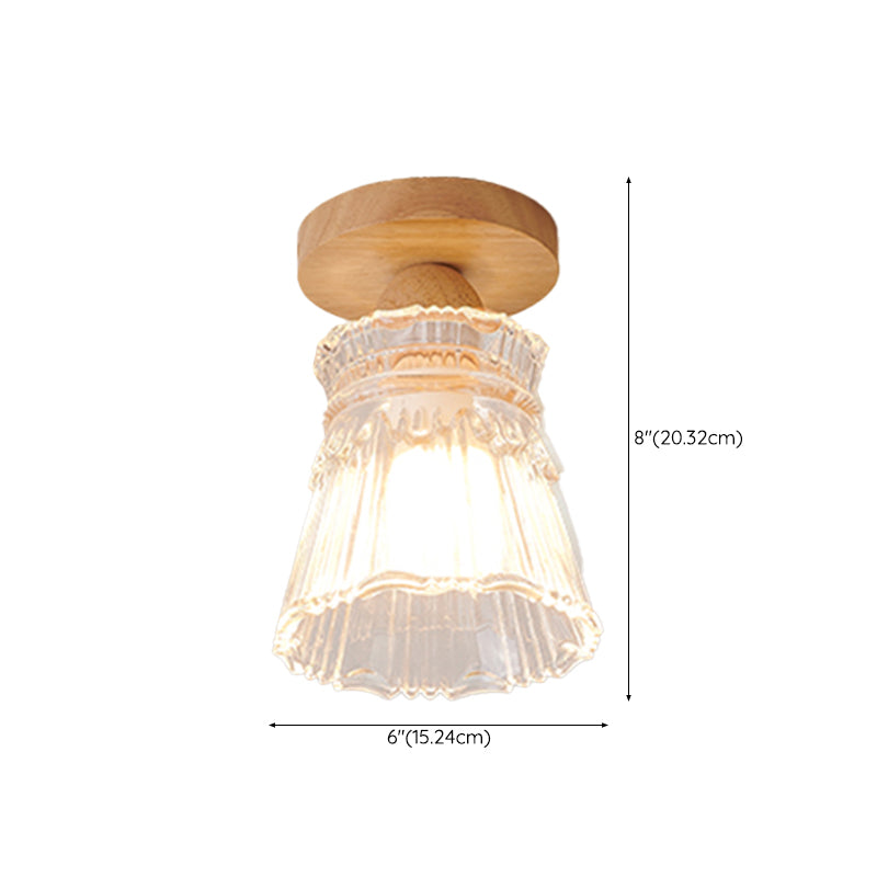 Wood Geometric Shape Flush Light Modern Style 1 Light Flush Mount Ceiling Lights in Brown