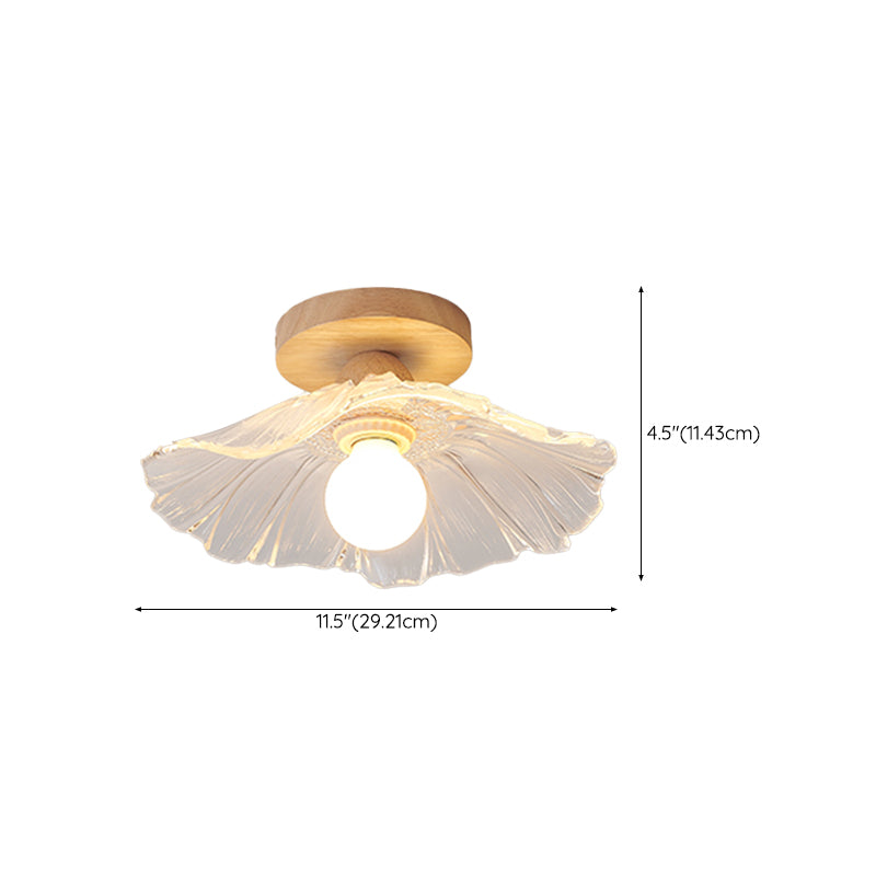 Wood Geometric Shape Flush Light Modern Style 1 Light Flush Mount Ceiling Lights in Brown