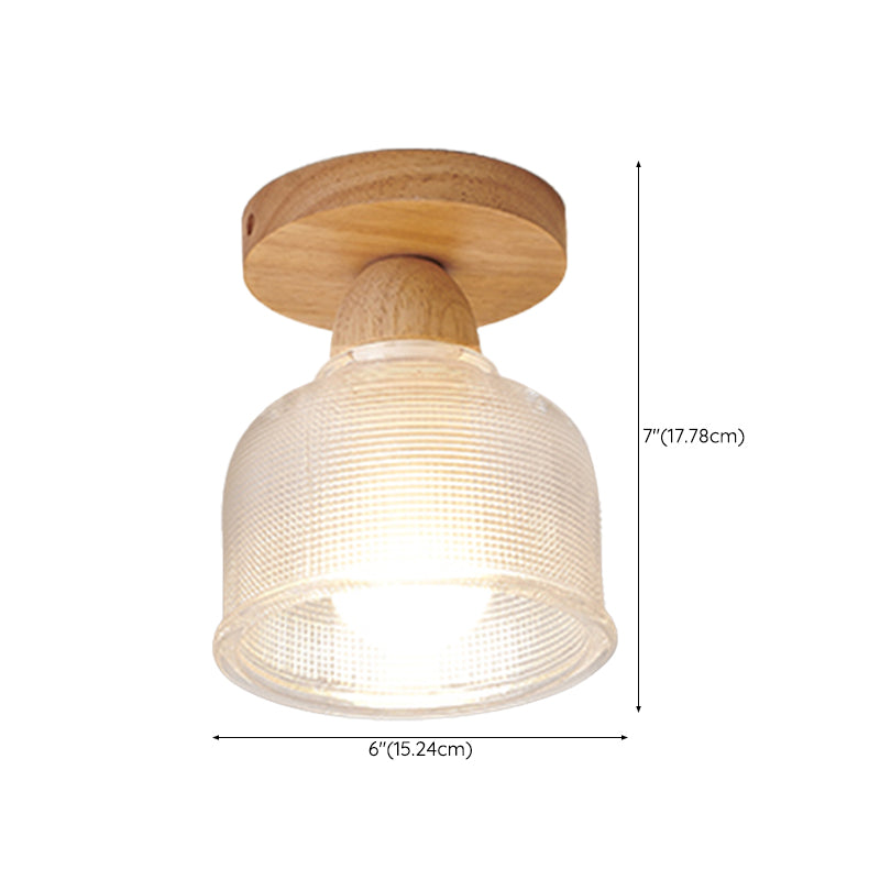 Wood Geometric Shape Flush Light Modern Style 1 Light Flush Mount Ceiling Lights in Brown