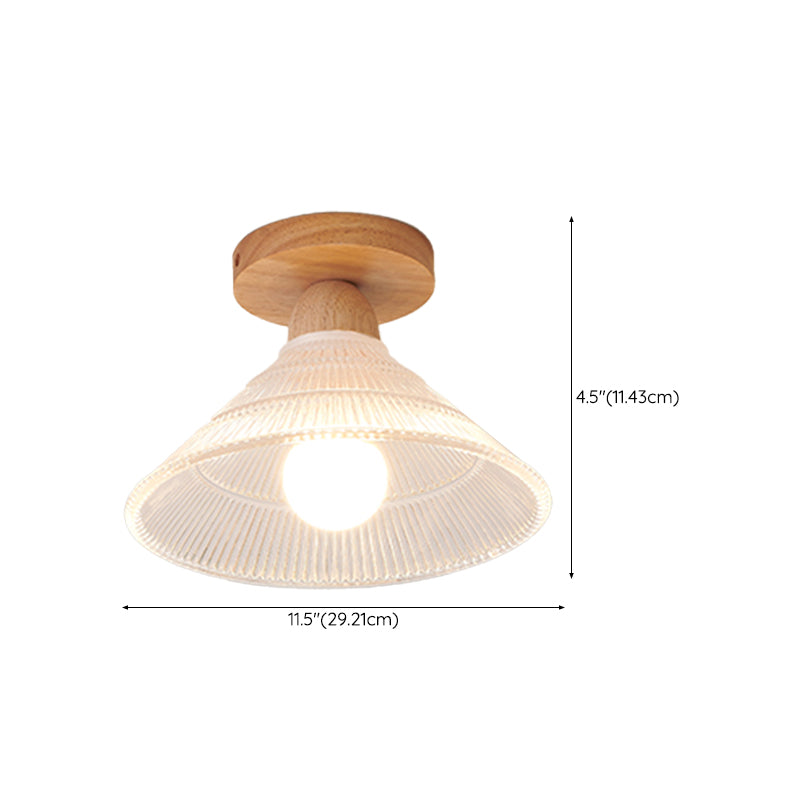 Wood Geometric Shape Flush Light Modern Style 1 Light Flush Mount Ceiling Lights in Brown