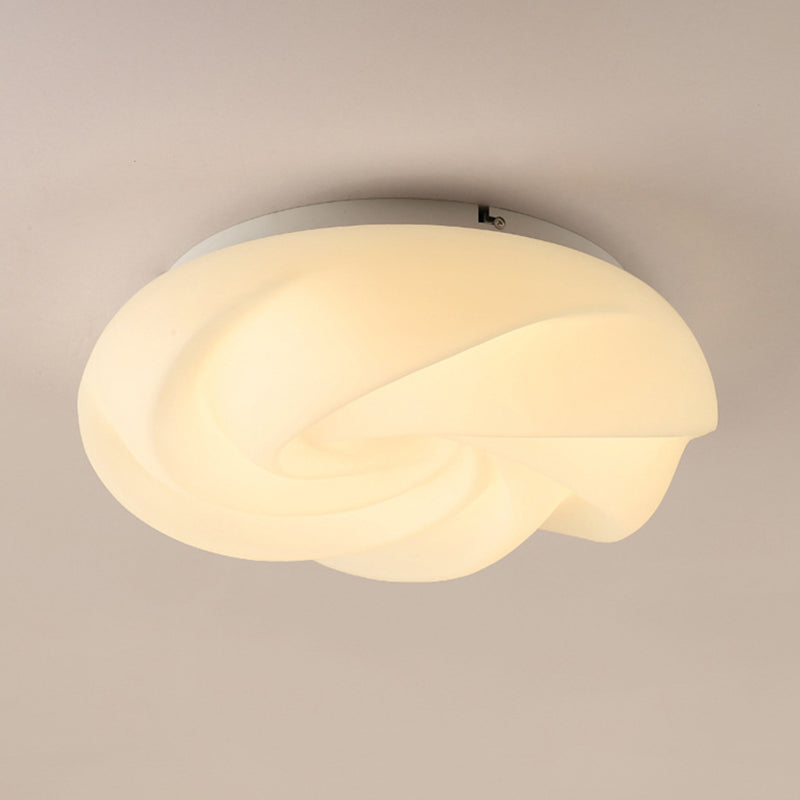 Flower Shape Metal Flush Light Modern Style 1 Light Flush Mount Ceiling Lights in White