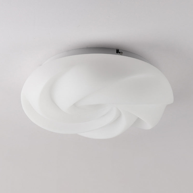 Flower Shape Metal Flush Light Modern Style 1 Light Flush Mount Ceiling Lights in White