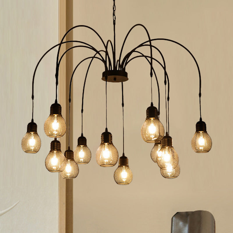 Luz de la lámpara de malla de bombilla anticipada 8/12/18 lámpara de péndulo metálico en negro con diseño de mimbre