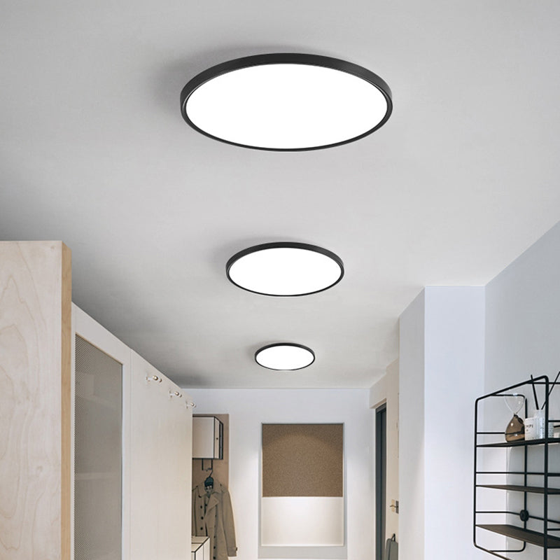 LED Modern Metal Flush Mount Circle Shape Ceiling Light with Plastic Shade for Bedroom