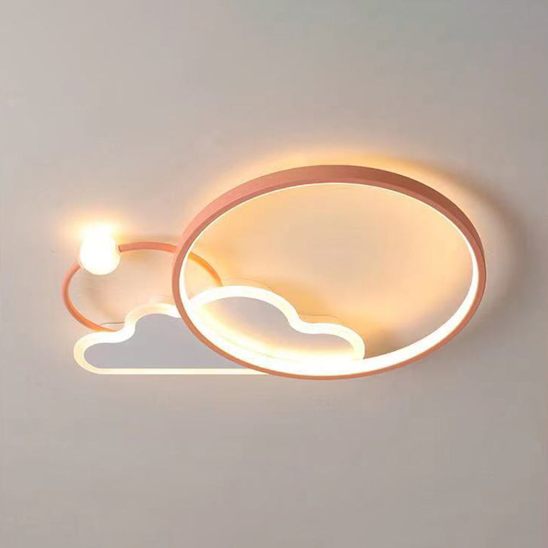 Cloud Shape Metal Flush Light Kid Style 3 Lights Flush Mount Ceiling Lights