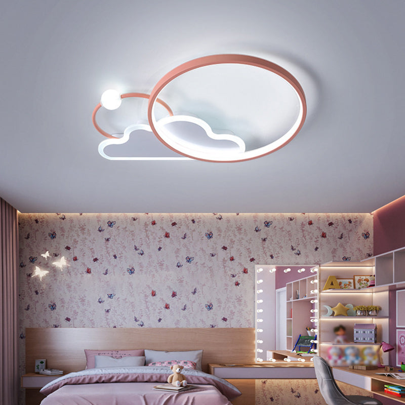 Cloud Shape Metal Flush Light Kid Style 3 Lights Flush Mount Ceiling Lights