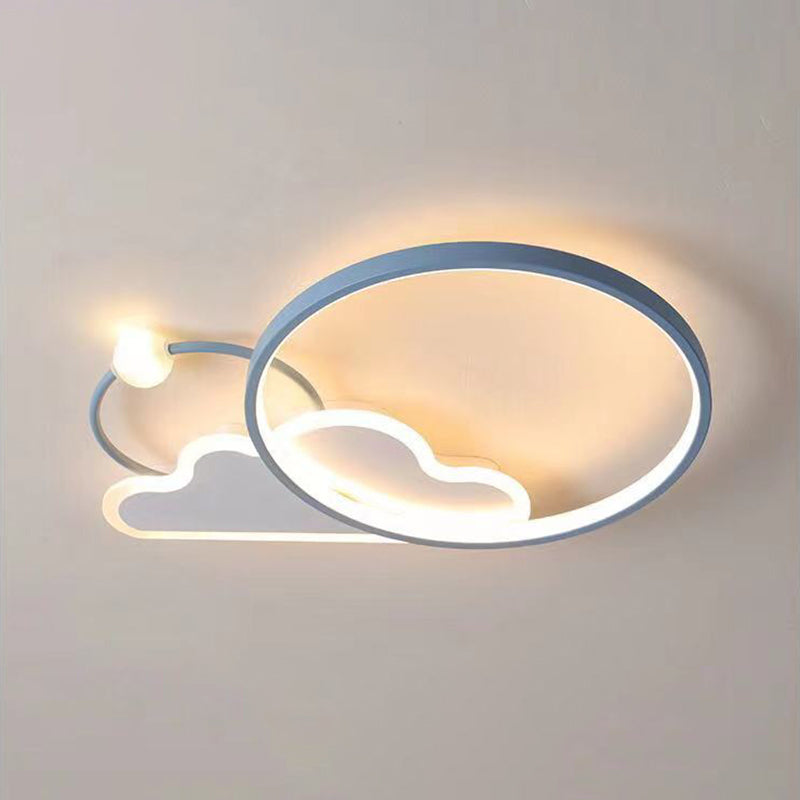Cloud Shape Metal Flush Light Kid Style 3 Lights Flush Mount Ceiling Lights