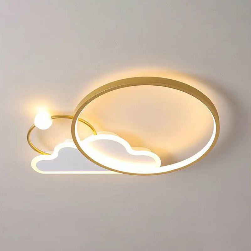 Cloud Shape Metal Flush Light Kid Style 3 Lights Flush Mount Ceiling Lights