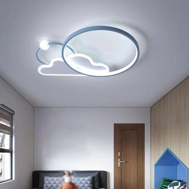 Cloud Shape Metal Flush Light Kid Style 3 Lights Flush Mount Ceiling Lights