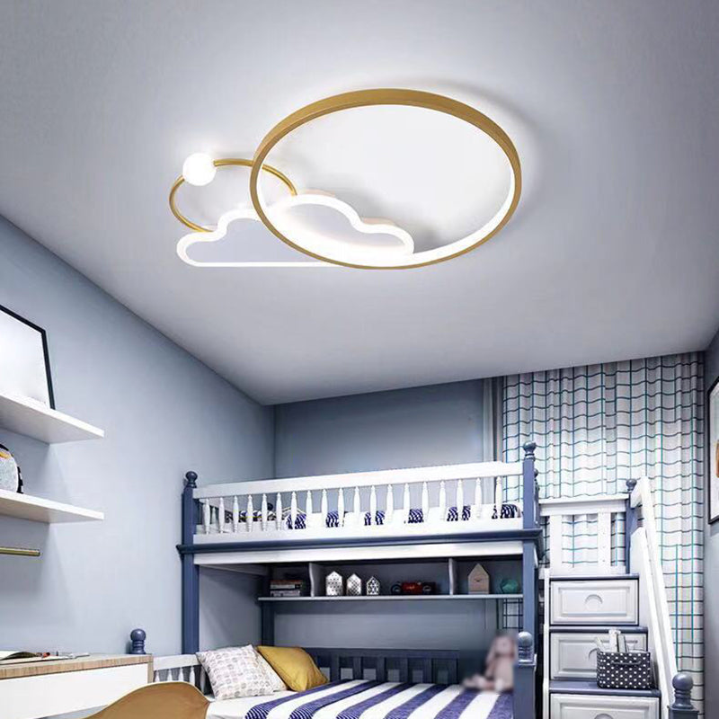 Cloud Shape Metal Flush Light Kid Style 3 Lights Flush Mount Ceiling Lights