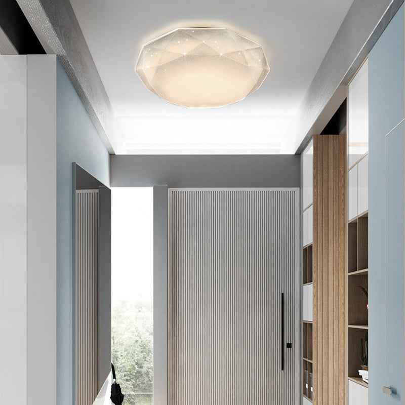 Geometric Shape Metal Flush Light Modern Style 1 Light Flush Mount Ceiling Lights in White