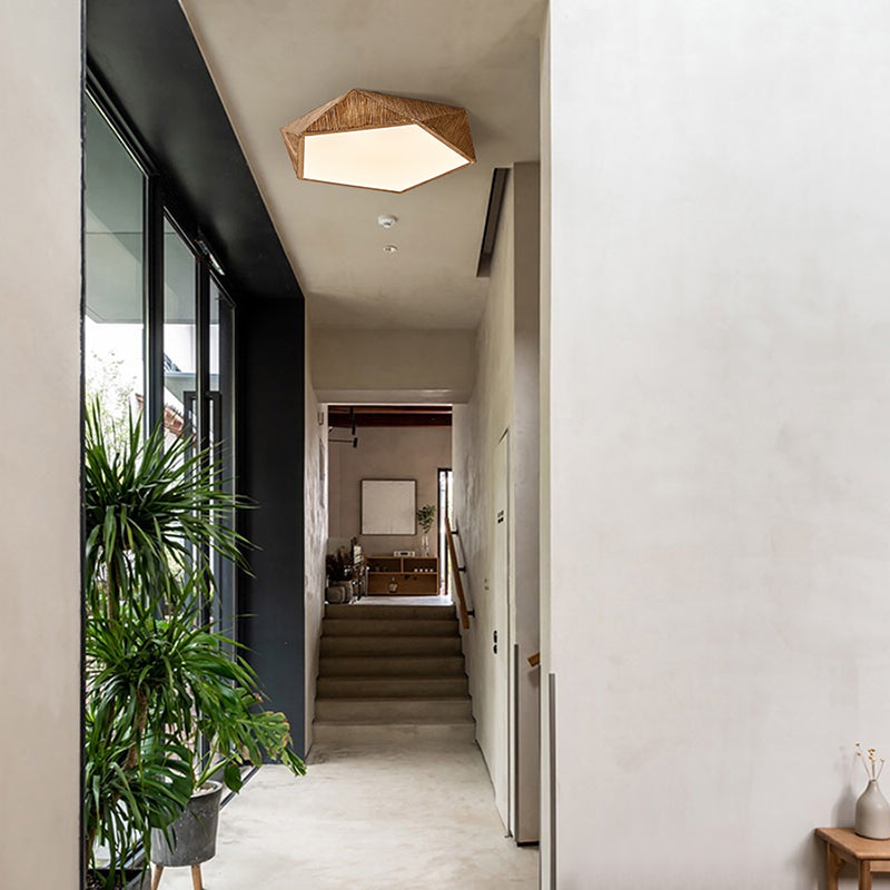 Contemporary LED Geometric Ceiling Flush in Brown Resin and Acrylic Flush Mount