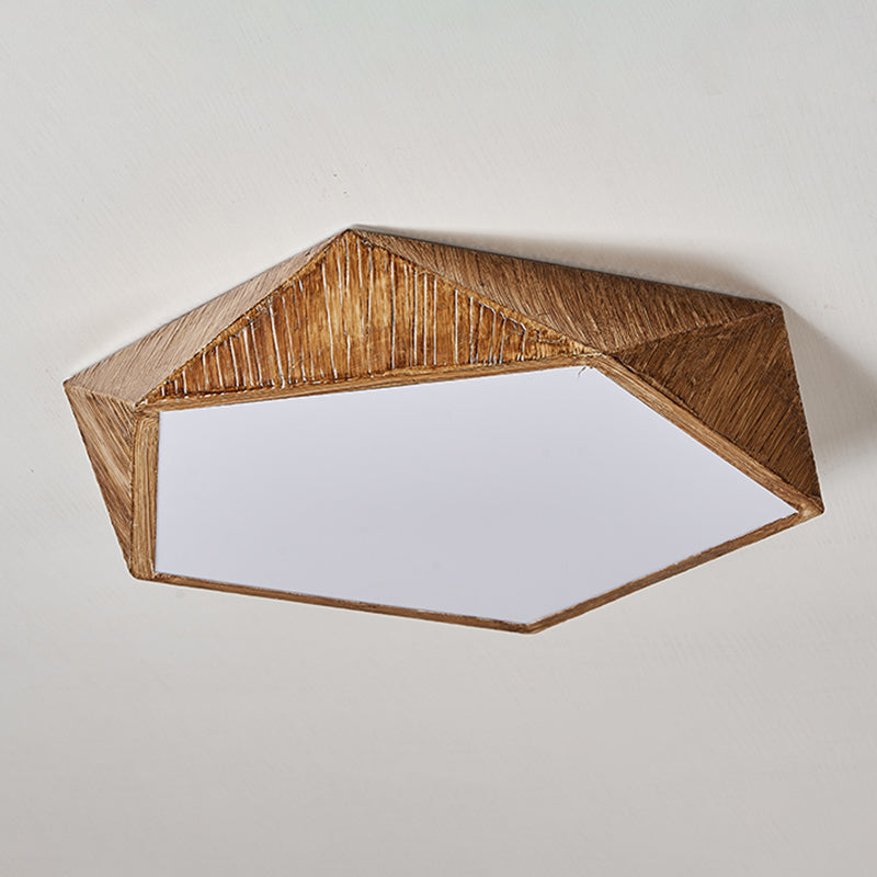 Contemporary LED Geometric Ceiling Flush in Brown Resin and Acrylic Flush Mount