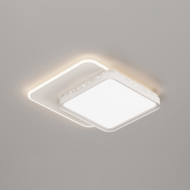 Modern LED Flush Mount Metal Geometric Shape Ceiling Light with Acrylic Shade for Bedroom