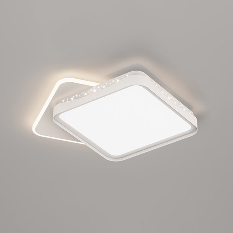 Modern LED Flush Mount Metal Geometric Shape Ceiling Light with Acrylic Shade for Bedroom