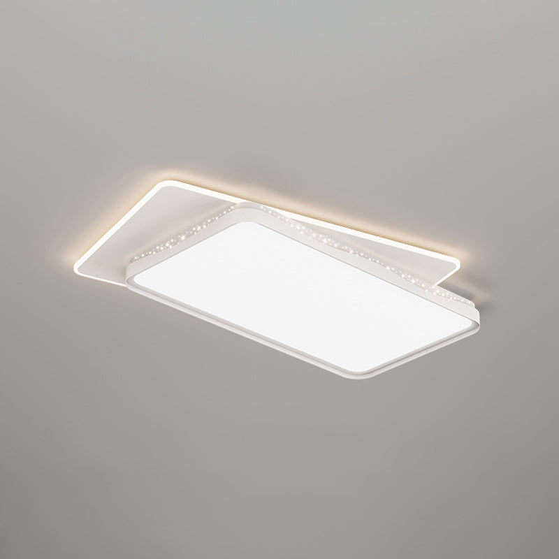 Modern LED Flush Mount Metal Geometric Shape Ceiling Light with Acrylic Shade for Bedroom