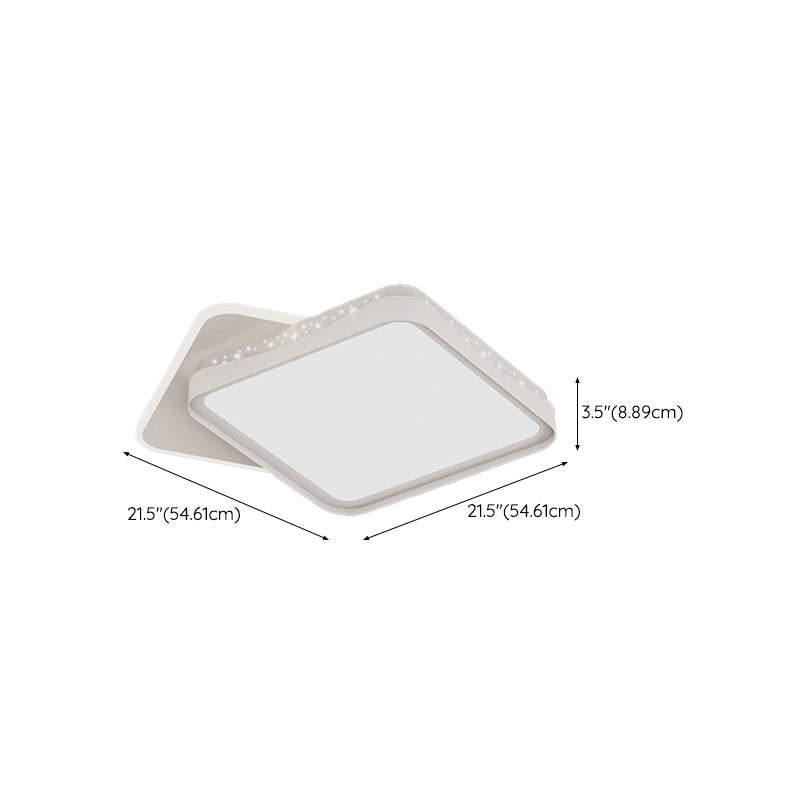 Modern LED Flush Mount Metal Geometric Shape Ceiling Light with Acrylic Shade for Bedroom