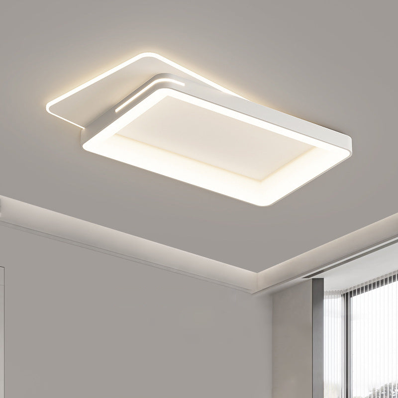 Modern Flush Mount LED Geometric Shape Metal Ceiling Light with Acrylic Shade for Bedroom