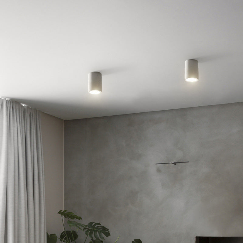 Modern LED Ceiling Flush Cylinder Black / White Cement Flush Mount