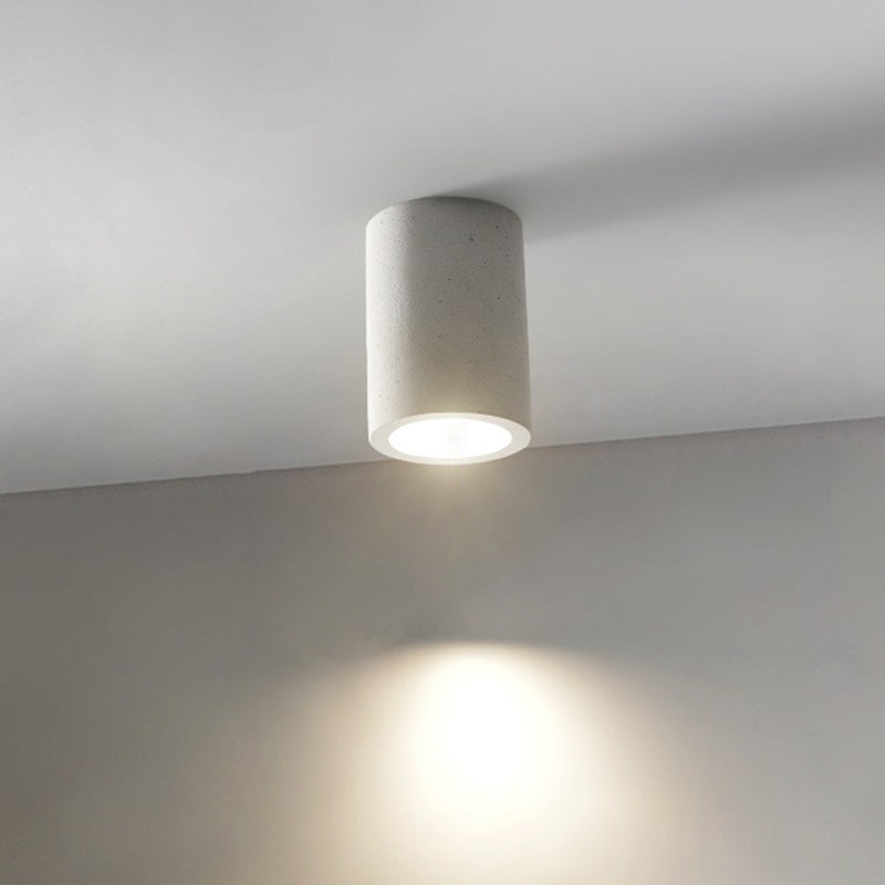 Modern LED Ceiling Flush Cylinder Black / White Cement Flush Mount