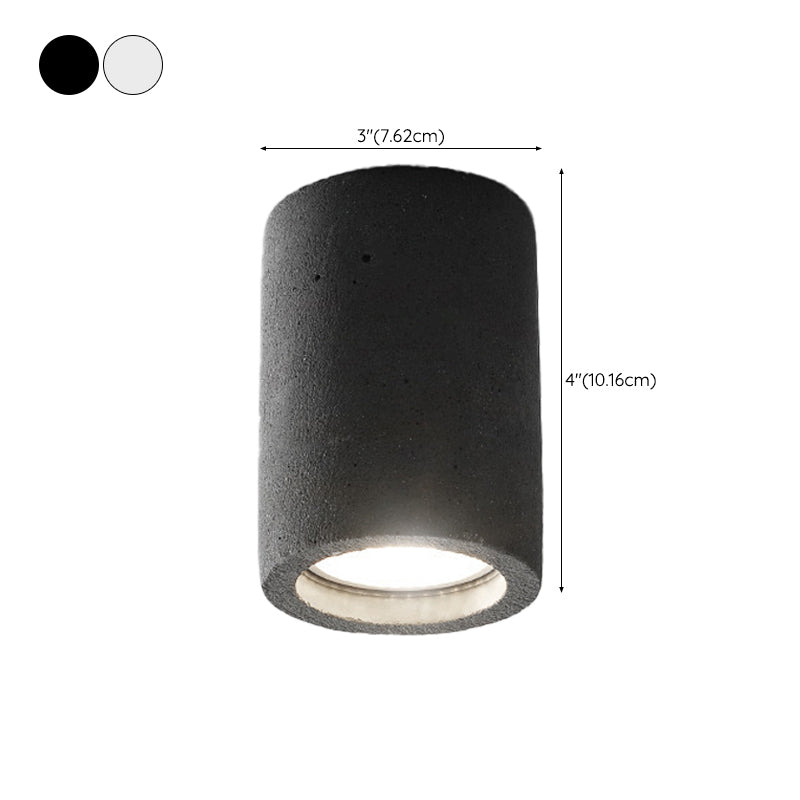 Modern LED Ceiling Flush Cylinder Black / White Cement Flush Mount