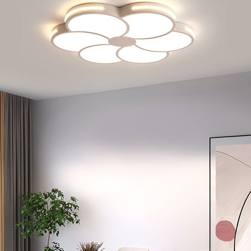 White Flower Ceiling Light Fixture Modernism Flush Mount for Bedroom