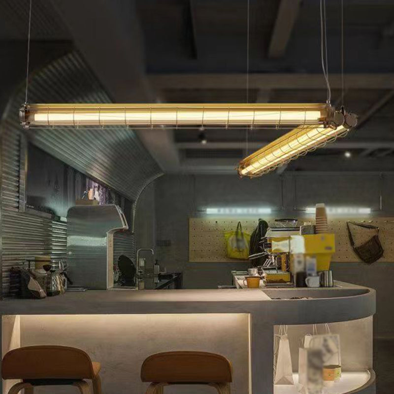 Industrial Style Hanging Lamp Iron Frame Island Light Fixture for Dining Table