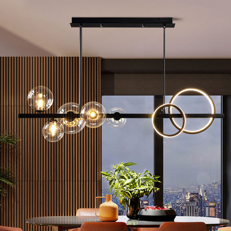 Nordic Style Iron Hanging Lamp Circle Shape Island Light Fixture for Bedroom