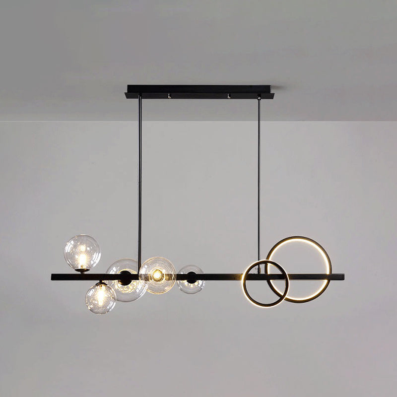 Nordic Style Iron Hanging Lamp Circle Shape Island Light Fixture for Bedroom