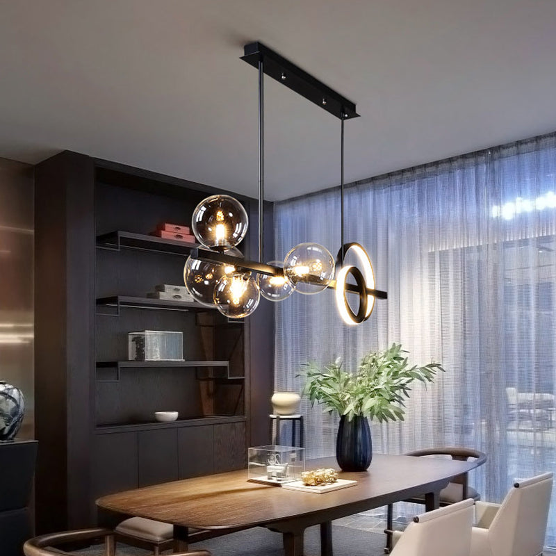 Nordic Style Iron Hanging Lamp Circle Shape Island Light Fixture for Bedroom
