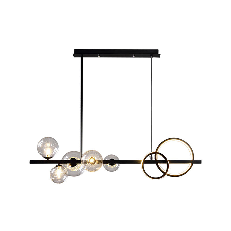 Nordic Style Iron Hanging Lamp Circle Shape Island Light Fixture for Bedroom