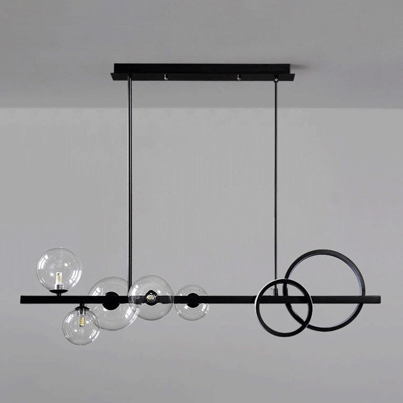 Nordic Style Iron Hanging Lamp Circle Shape Island Light Fixture for Bedroom